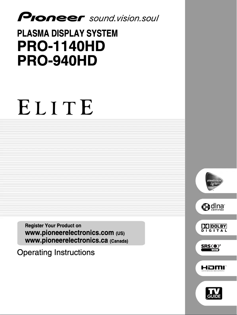 Imagen de la primera página del manual del dispositivo PRO-1140HD