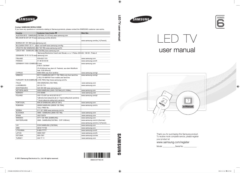Página 1 del manual Guía de inicio rápido Samsung UE50F6400AW