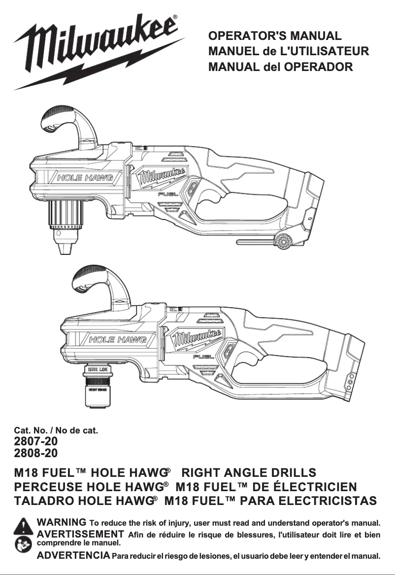 Página nº 1 - Manual de usuario Milwaukee M18 Fuel 2807-22
