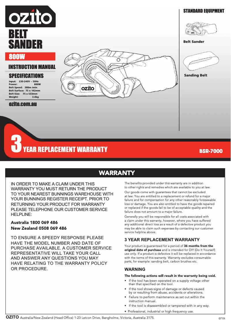 Página 1 del manual Manual de usuario Ozito BSR-7000