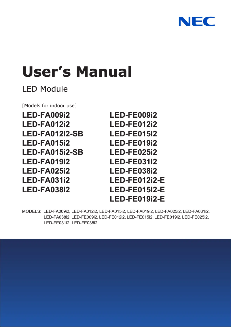 Página nº 1 - Manual de usuario NEC LED-FE038i2