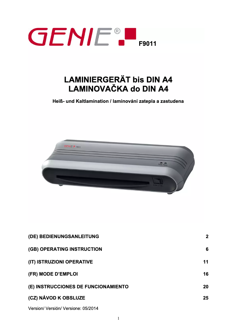 Página nº 1 - Manual de usuario Genie F9011