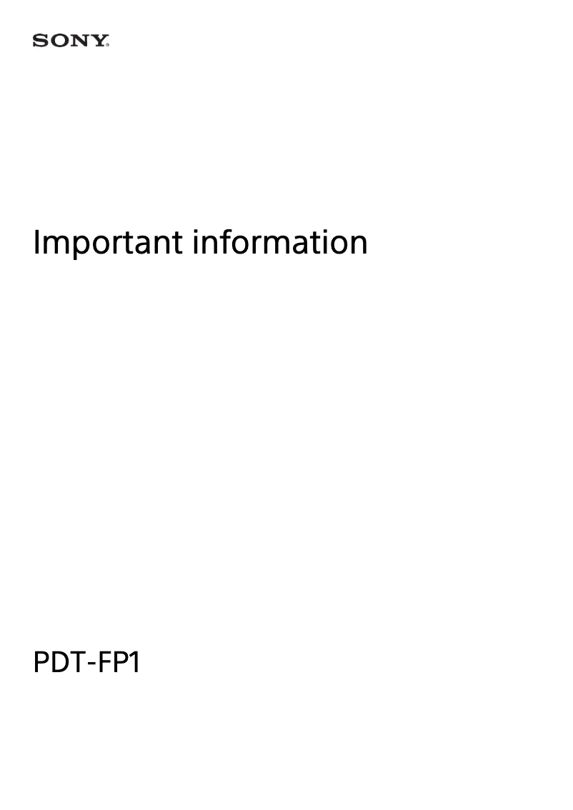 Página 1 del manual Manual de usuario Sony PDT-FP1