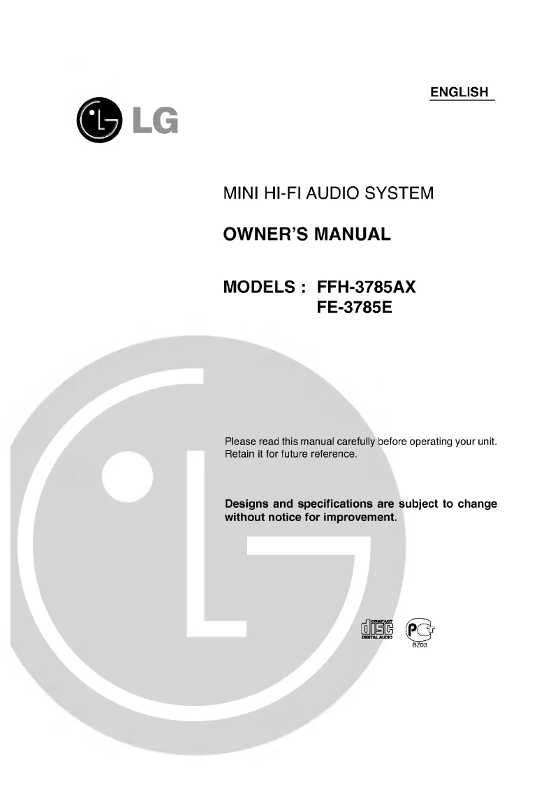 Página nº 1 - Manual de usuario LG FFH-3785AX