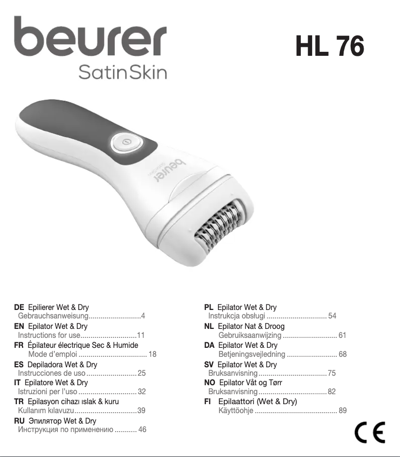 Página 1 del manual Manual de usuario Beurer SatinSkin HL 76