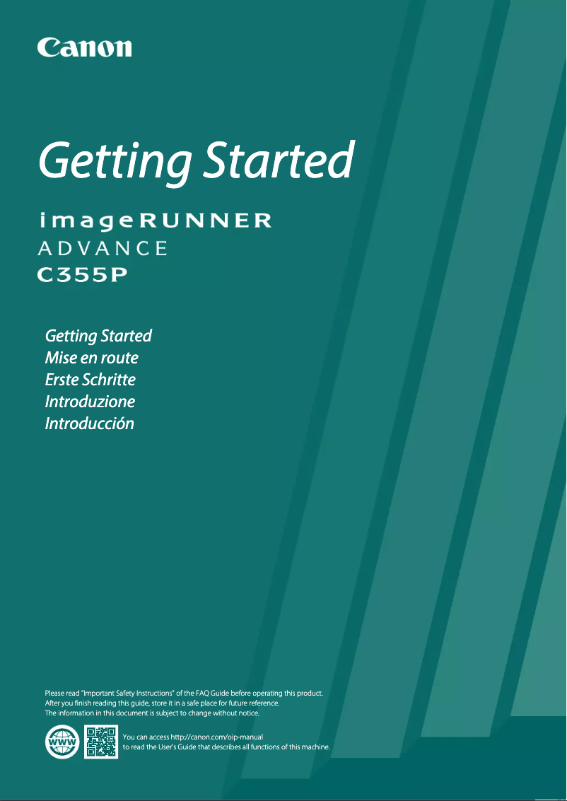Imagen de la primera página del manual del dispositivo imageRUNNER ADVANCE C355P