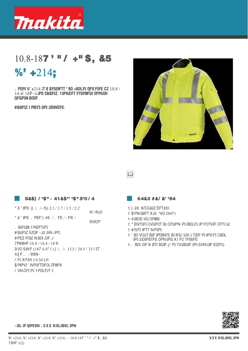 Página 1 del manual Ficha técnica Makita DFJ214Z