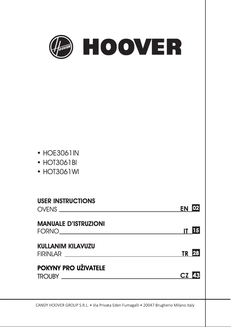 Página 1 del manual Manual de usuario Hoover HOE3061IN