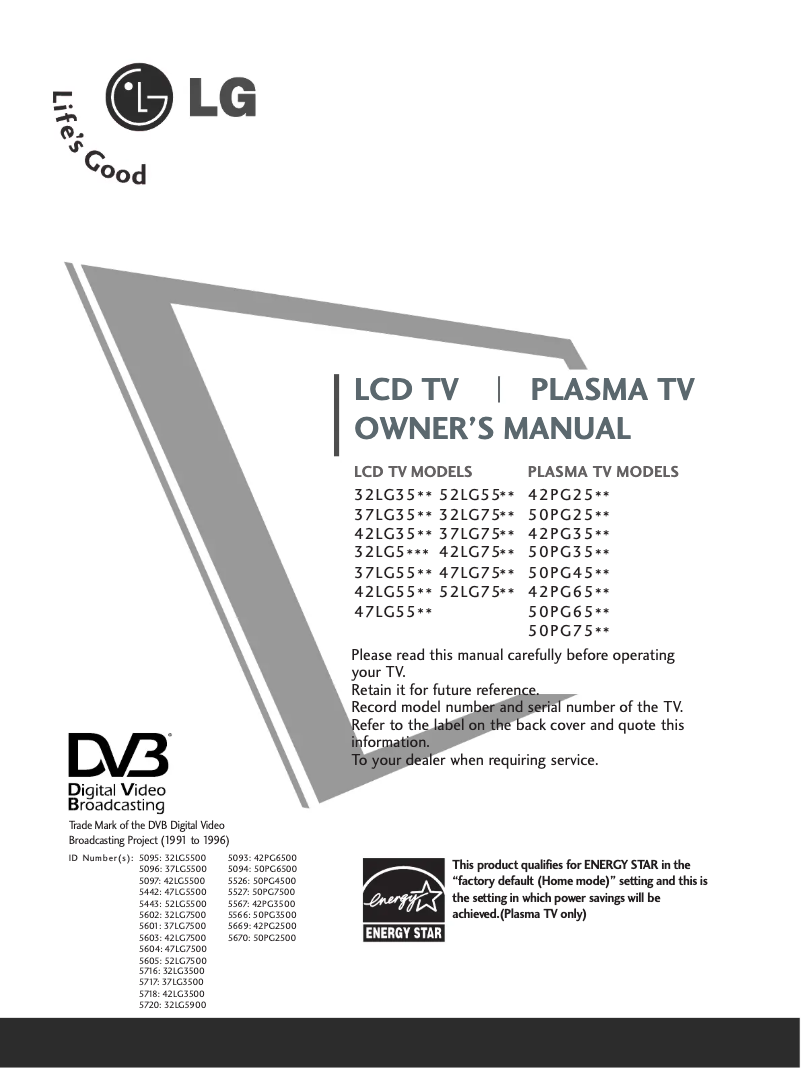 Imagen de la primera página del manual del dispositivo 42LG3500