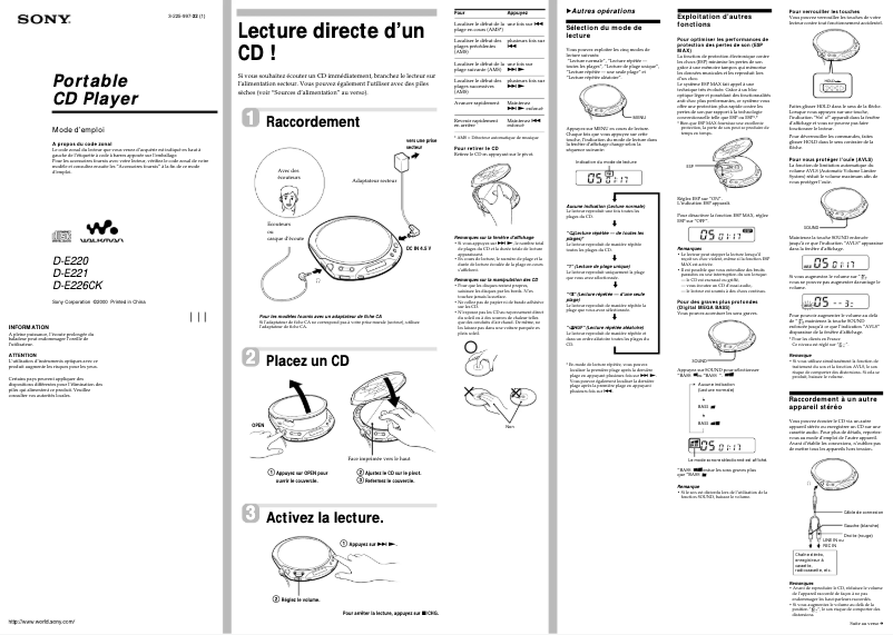 Página 1 del manual Manual de usuario Sony D-E226CK