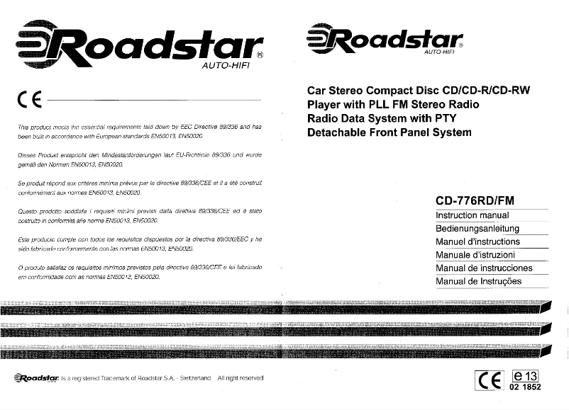 Página 1 del manual Manual de usuario Roadstar CD-776RD