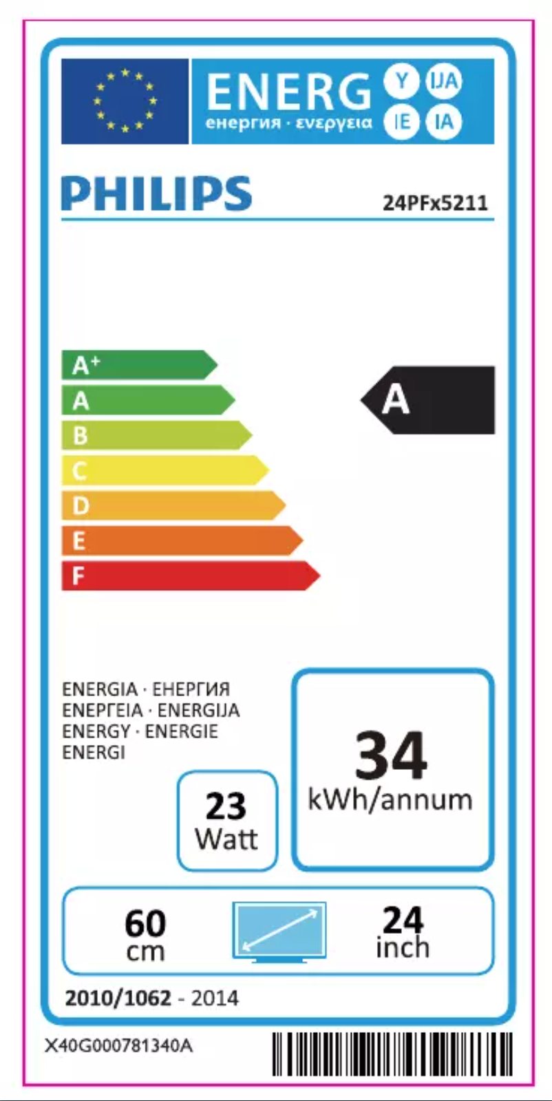 Página 1 del manual Etiqueta energética Philips 5200 series 24PFT5211