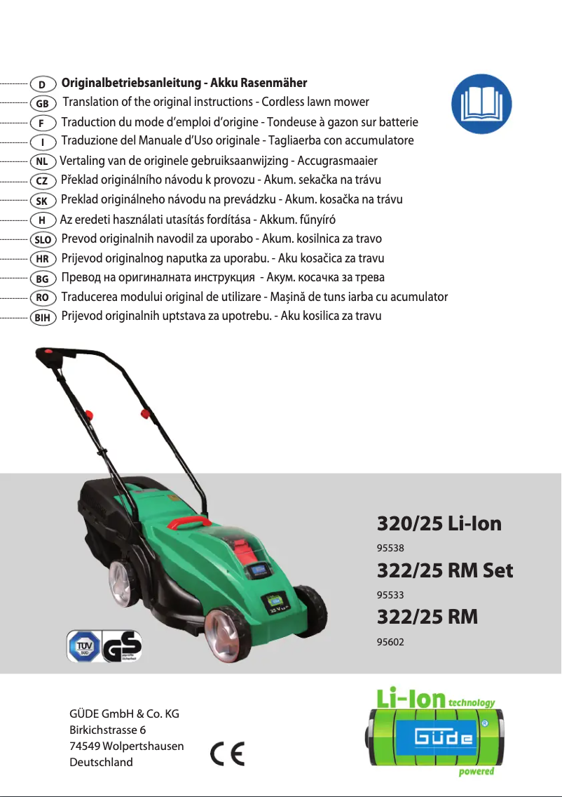 Página 1 del manual Manual de usuario Güde 320/25 Li-ion