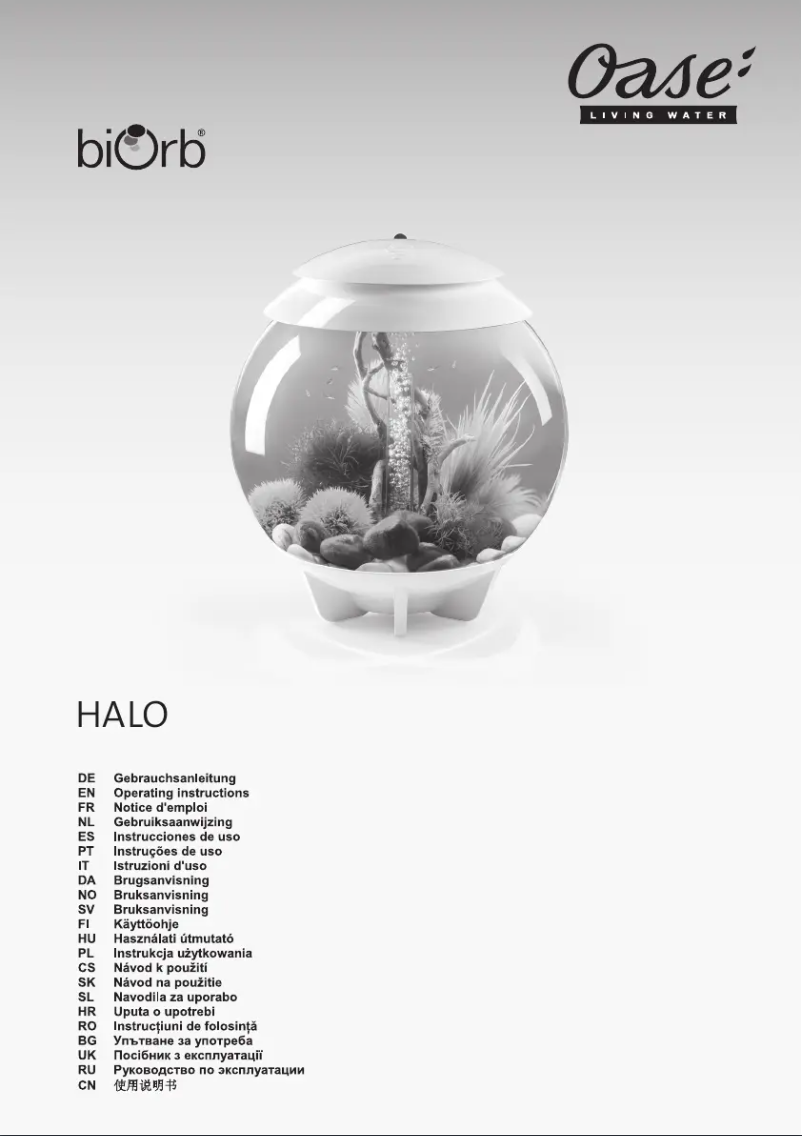 Imagen de la primera página del manual del dispositivo biOrb HALO 60