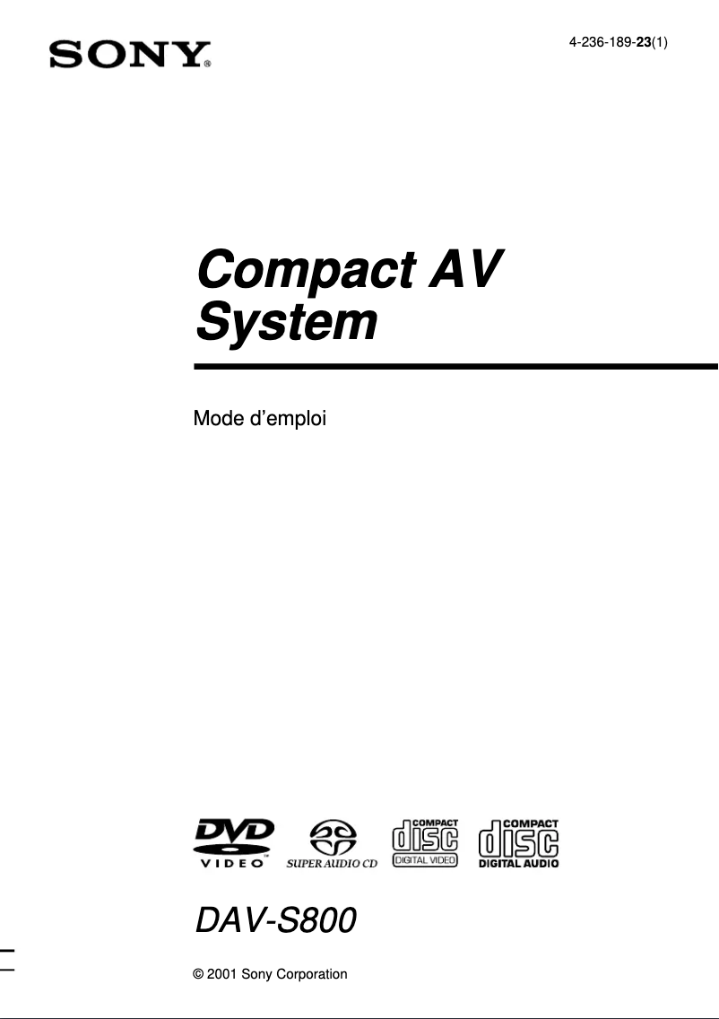 Página 1 del manual Manual de usuario Sony DAV-S800