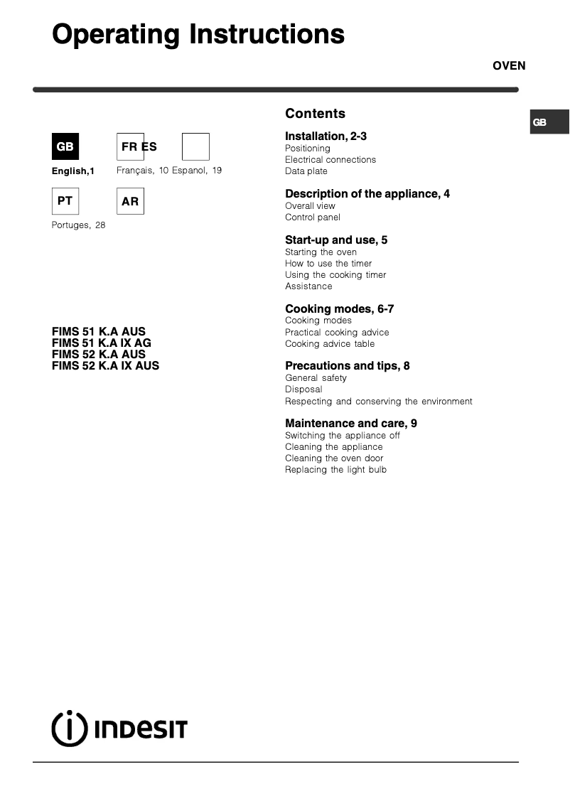 Imagen de la primera página del manual del dispositivo FIMS 51 K.A (WH) AUS