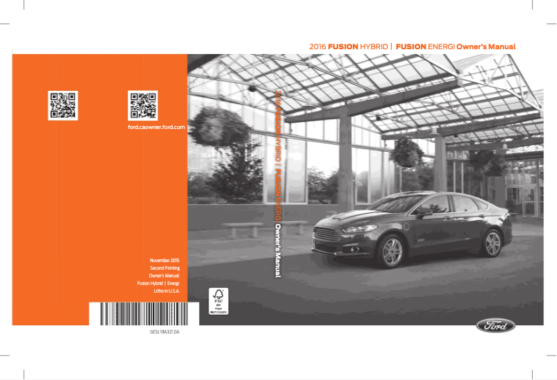 Imagen de la primera página del manual del dispositivo Fusion Energi (2016)