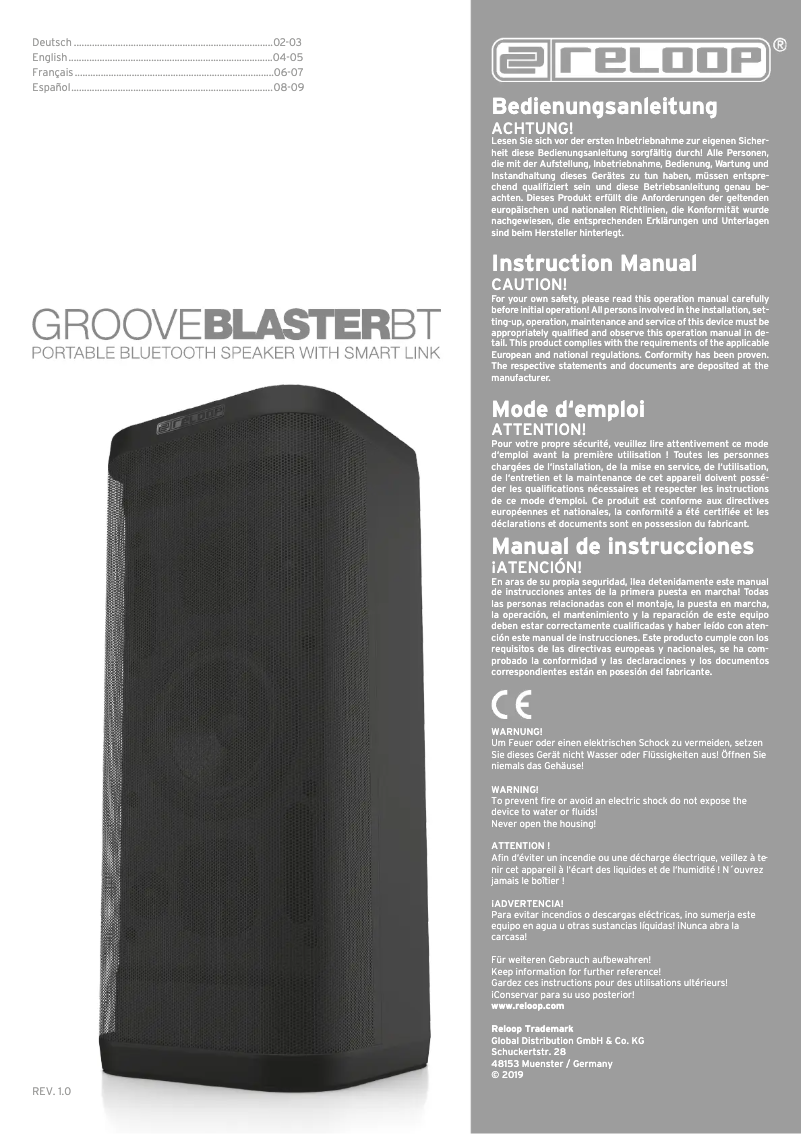Imagen de la primera página del manual del dispositivo Groove Blaster BT