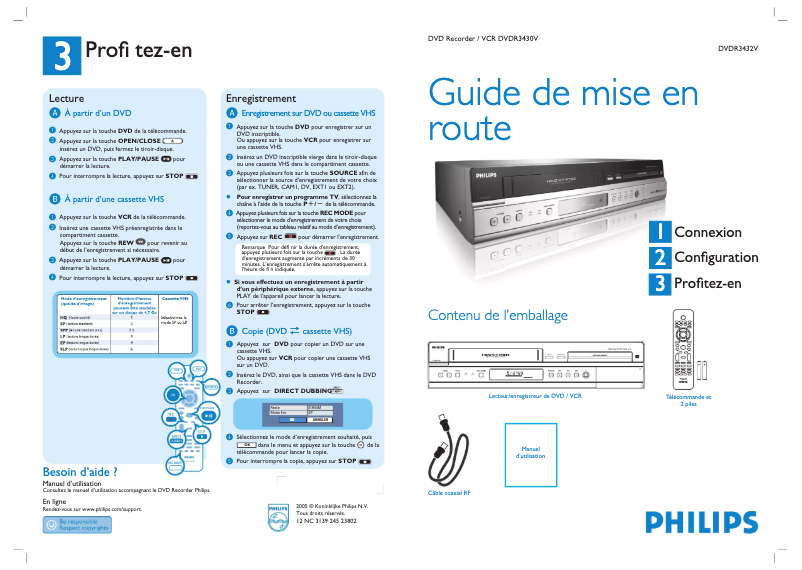 Página 1 del manual Guía de inicio rápido Philips DVDR3432V