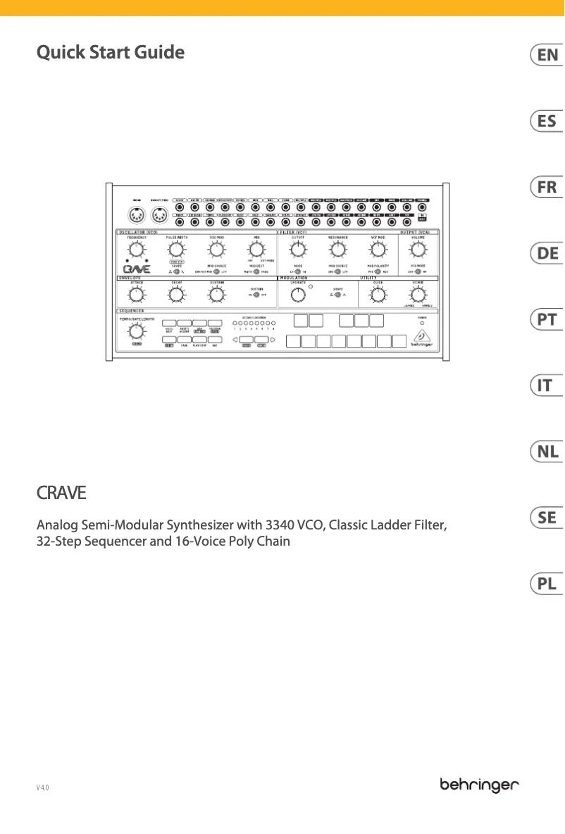 Página 1 del manual Guía de inicio rápido Behringer CRAVE