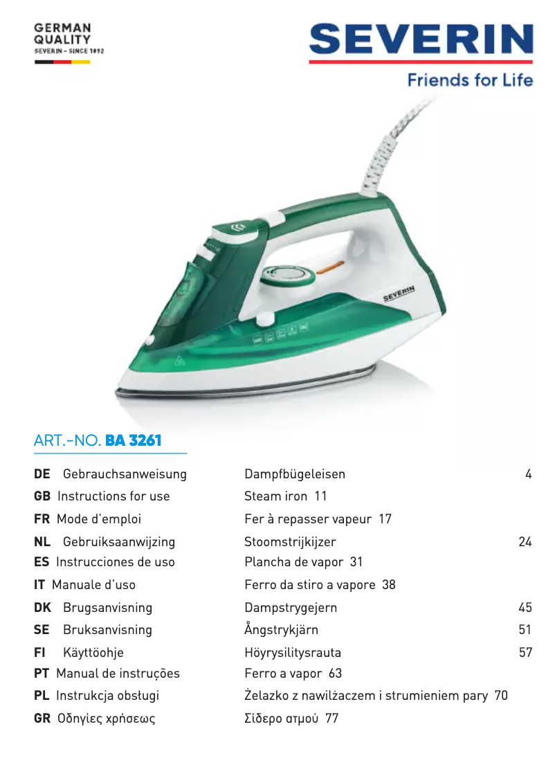 Imagen de la primera página del manual del dispositivo BA 3261