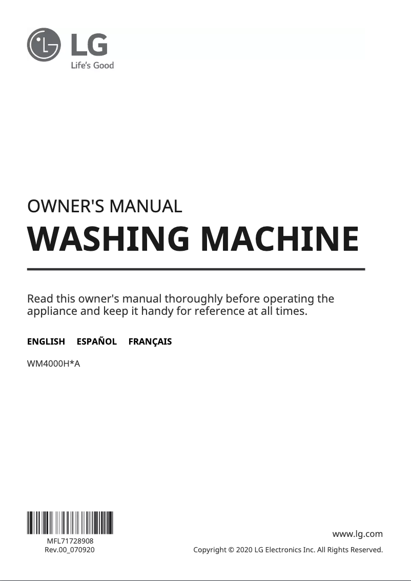 Página nº 1 - Manual de usuario LG WM4000HWA