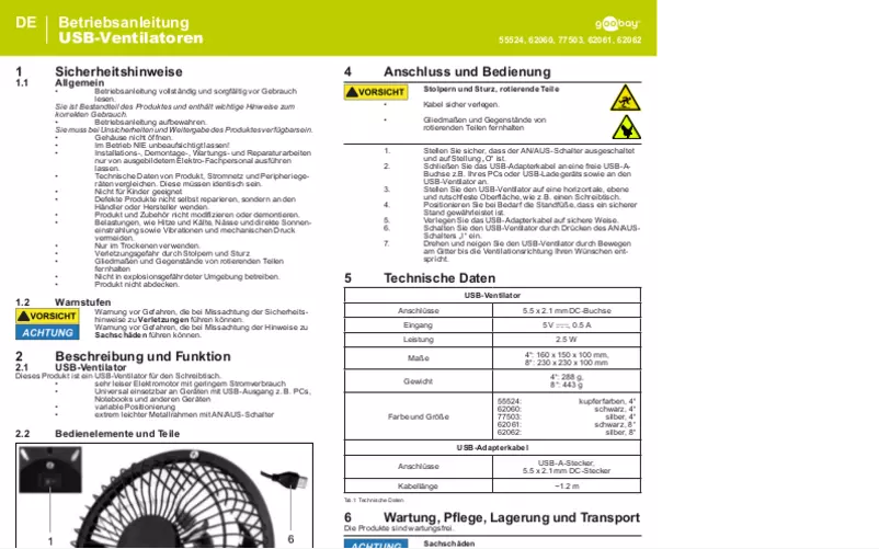 Página nº 1 - Manual de usuario Goobay 55524