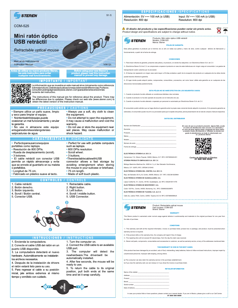 Página 1 del manual Manual de usuario Steren COM-525CRO