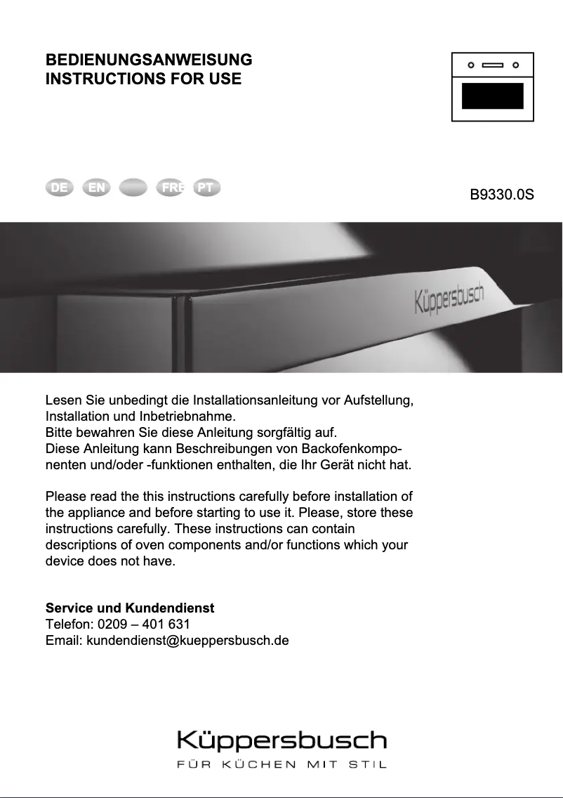 Página 1 del manual Manual de usuario Küppersbusch B9330.0S
