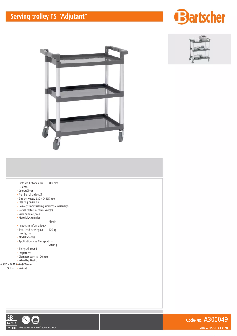 Página 1 del manual Manual de usuario Bartscher A300049