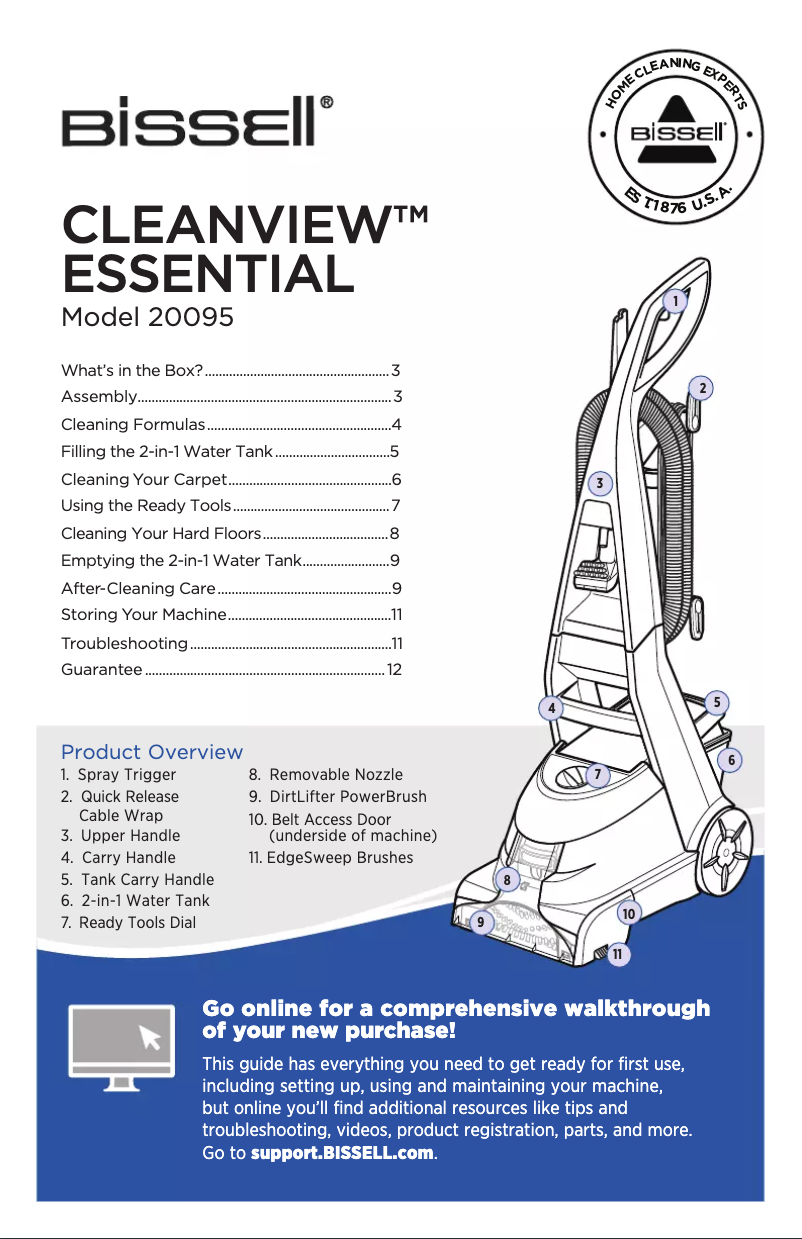 Página nº 1 - Manual de usuario Bissell CleanView Essential 20095