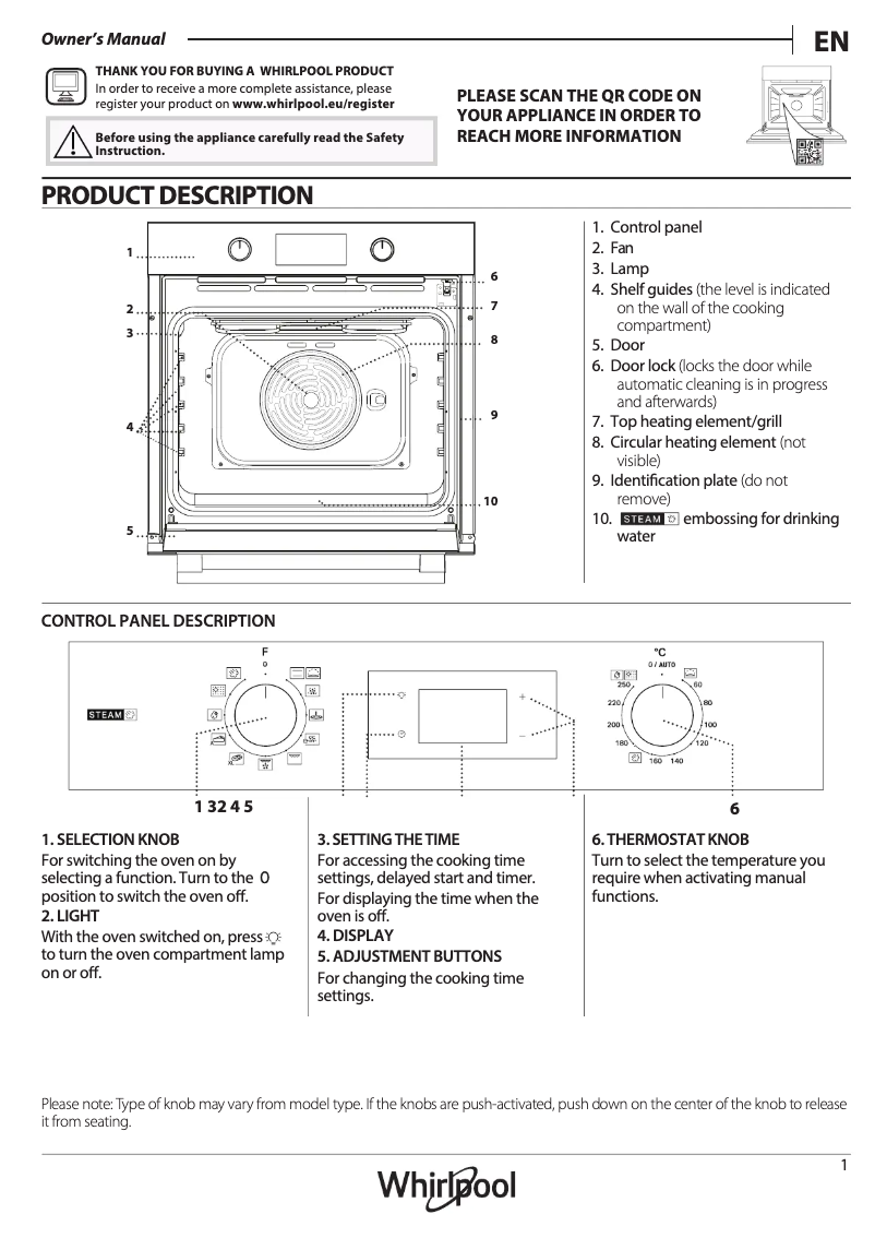 Página 1 del manual Manual de usuario Whirlpool OMSK58RU1SB