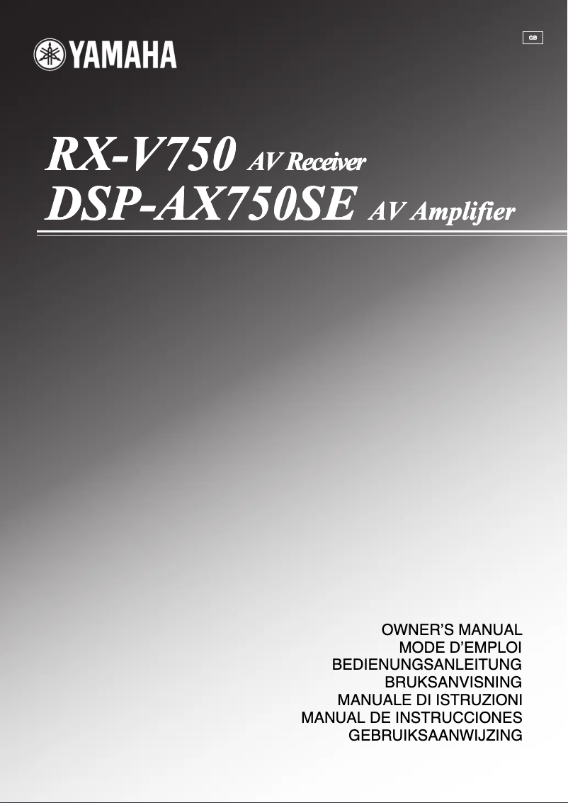 Imagen de la primera página del manual del dispositivo RX-V750