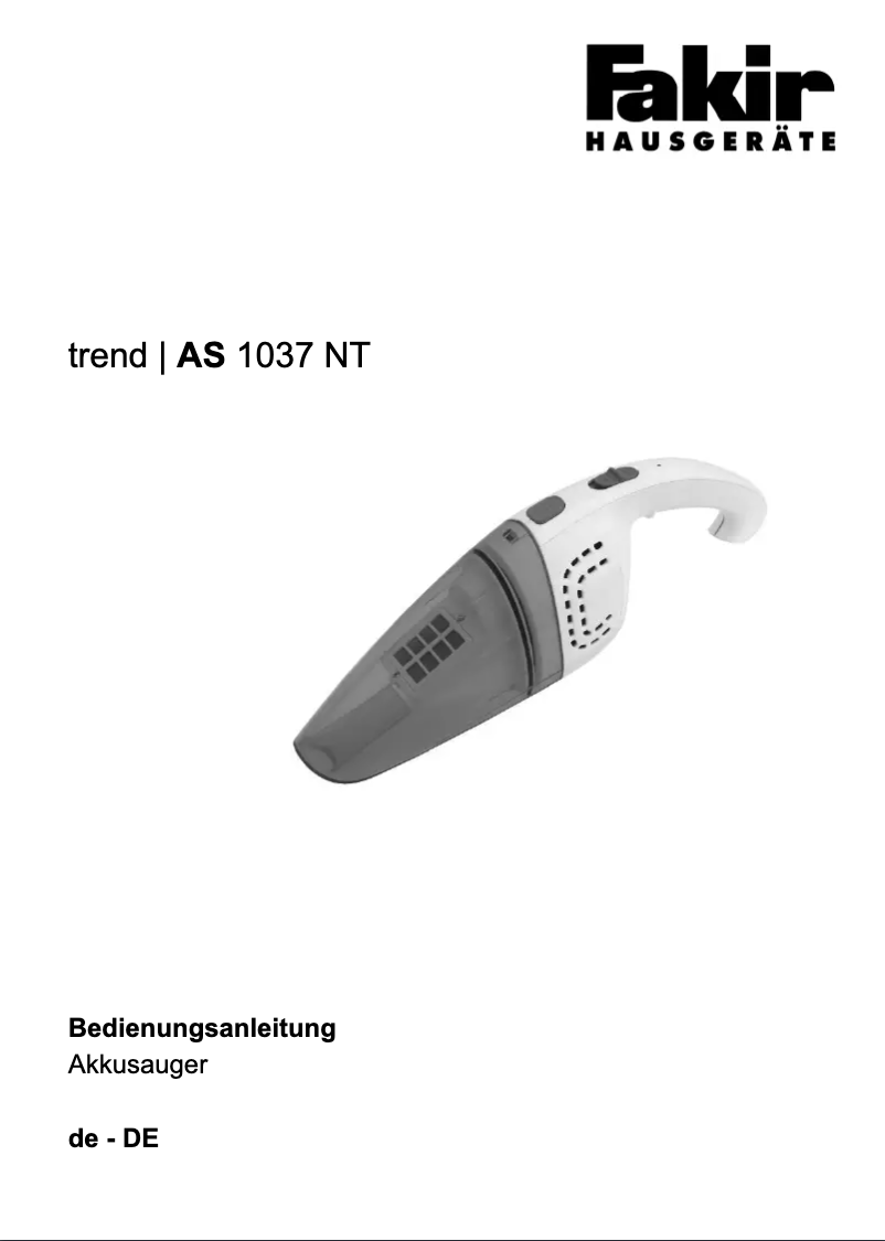 Imagen de la primera página del manual del dispositivo Trend AS 1037 NT