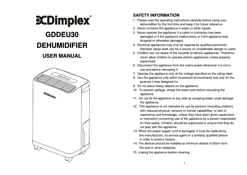 Imagen de la primera página del manual del dispositivo GDDEU30