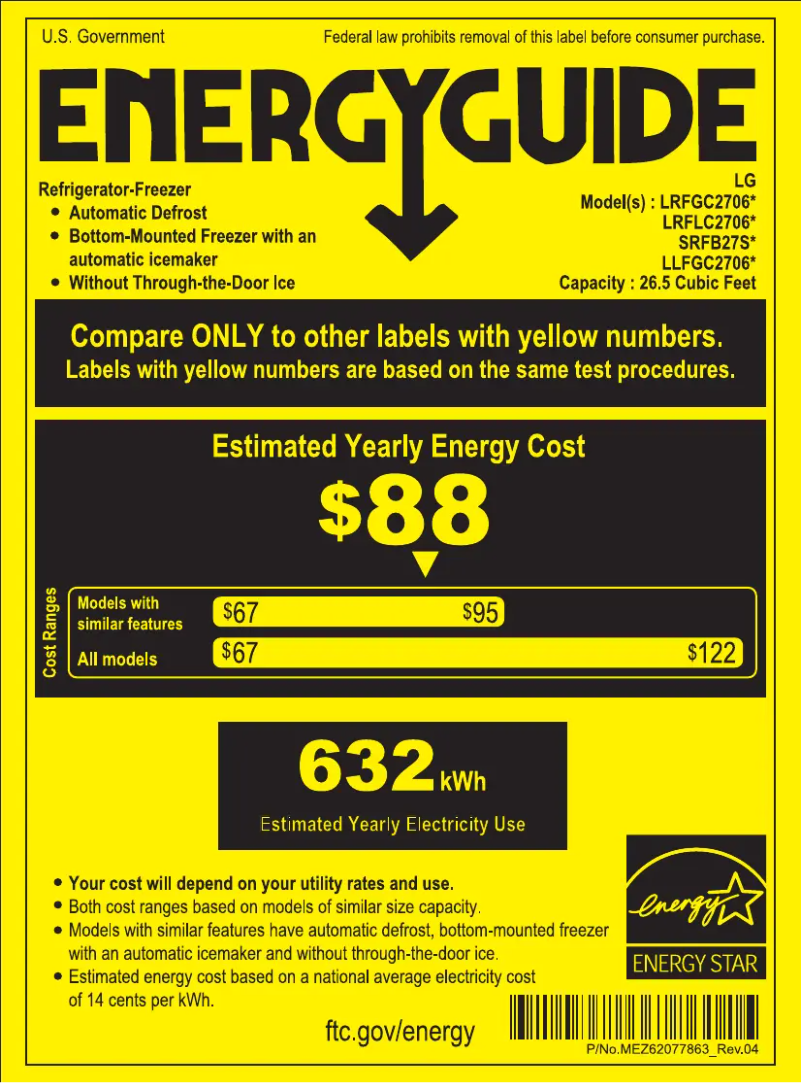 Página 1 del manual Etiqueta energética LG SRFB27W3