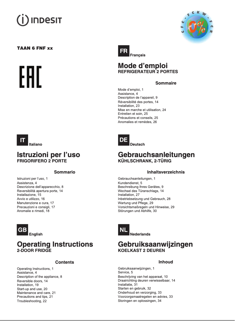 Imagen de la primera página del manual del dispositivo TAAN 6 FNF1