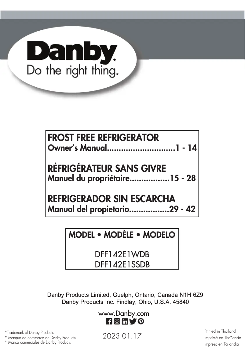 Imagen de la primera página del manual del dispositivo DFF142E1WDB