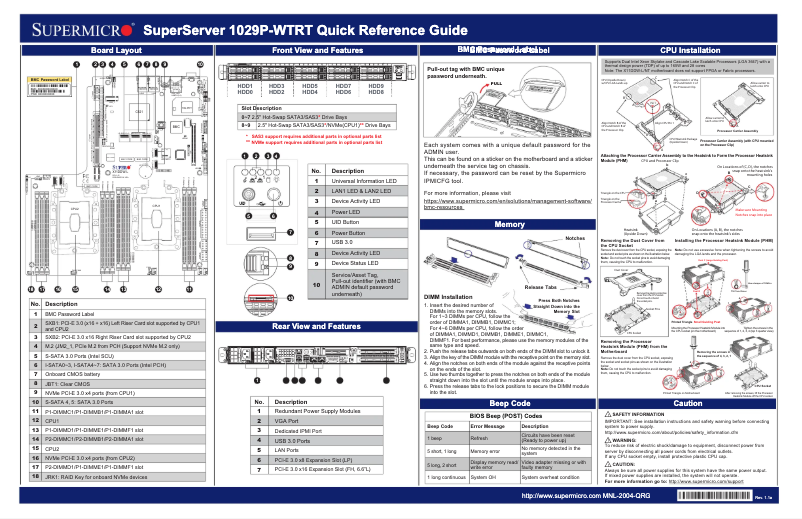 Imagen de la primera página del manual del dispositivo SuperServer 1029P-WTRT