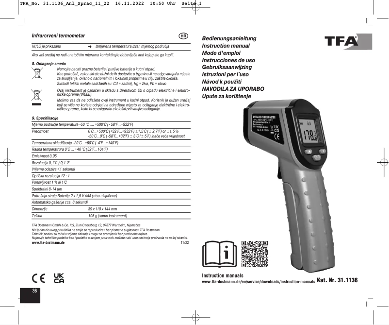 Página nº 1 - Manual de usuario TFA Ray 31.1136.20
