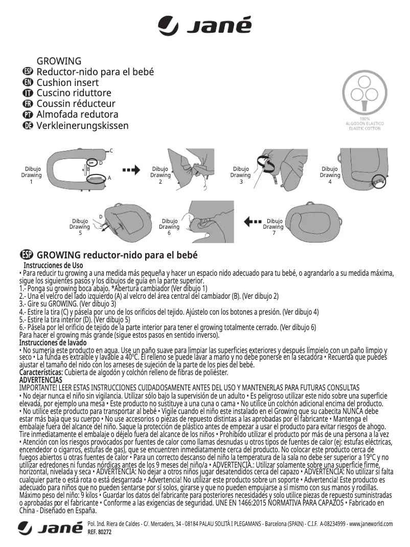 Página nº 1 - Manual de usuario Jane Growing Baby Nest