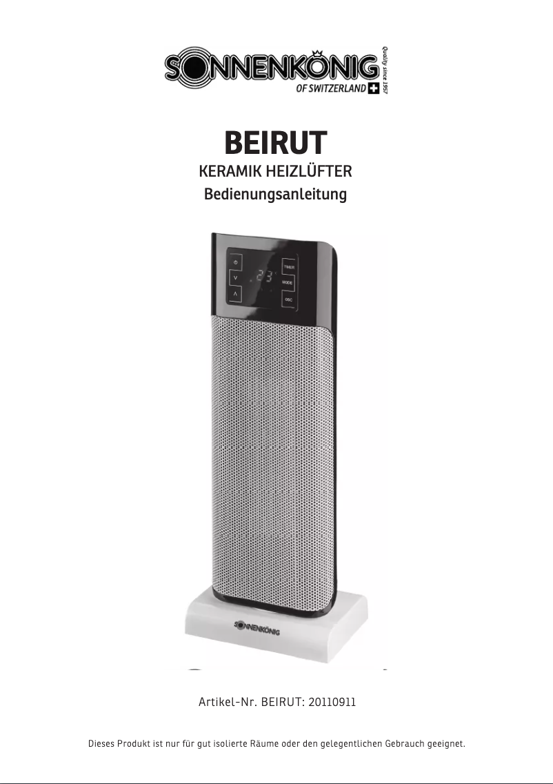 Página 1 del manual Manual de usuario Sonnenkönig Beirut