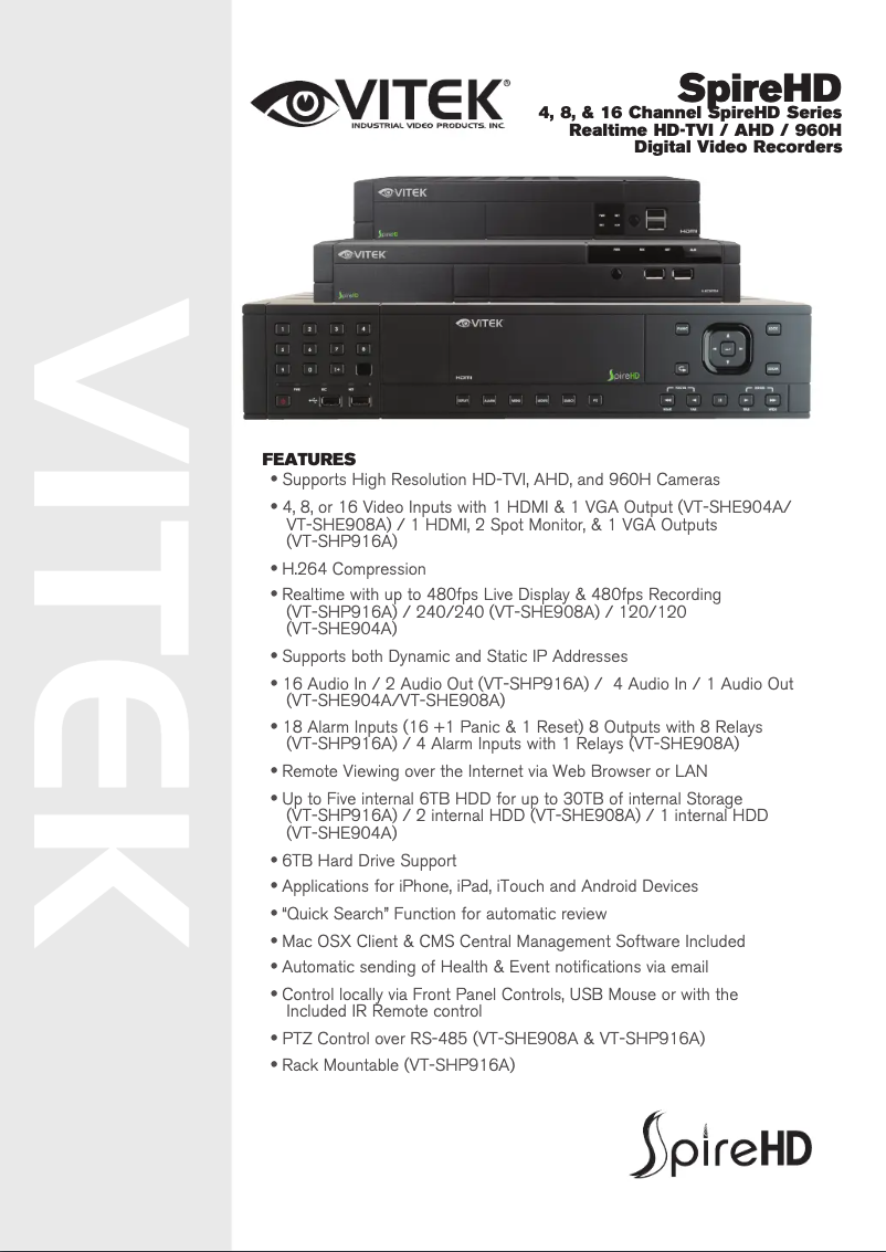 Imagen de la primera página del manual del dispositivo VT-SHE908A