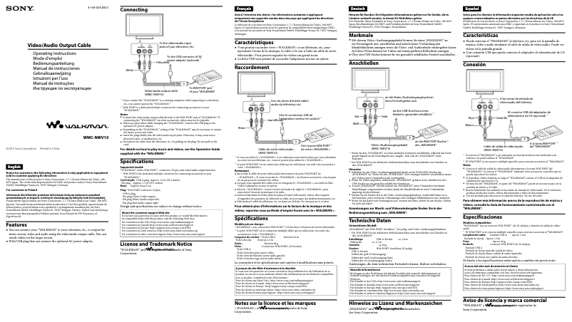 Página nº 1 - Manual de usuario Sony WMC-NWV10