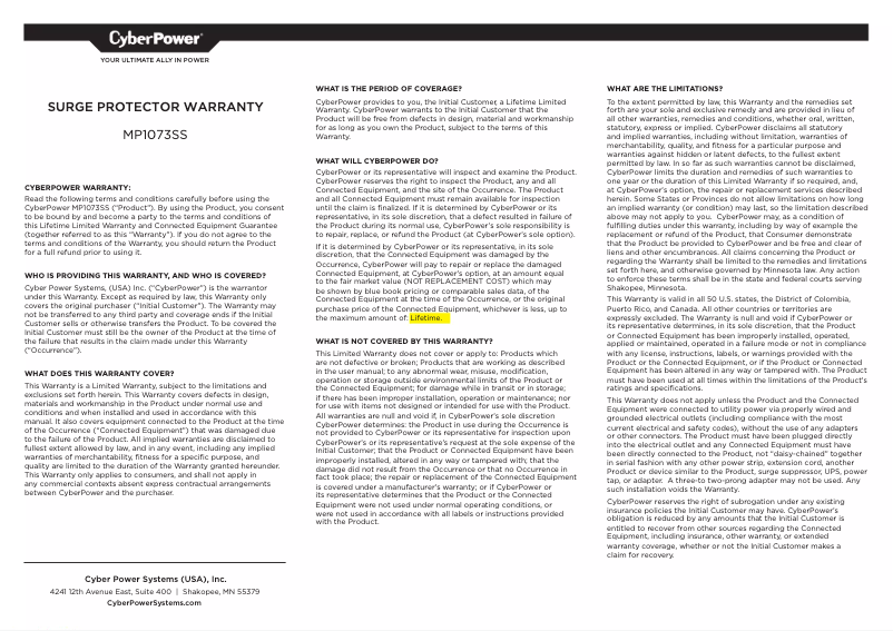 Imagen de la primera página del manual del dispositivo MP1073SS