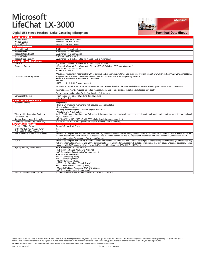 Imagen de la primera página del manual del dispositivo LifeChat LX-3000