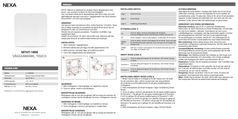 Imagen de la primera página del manual del dispositivo MTHT-1806