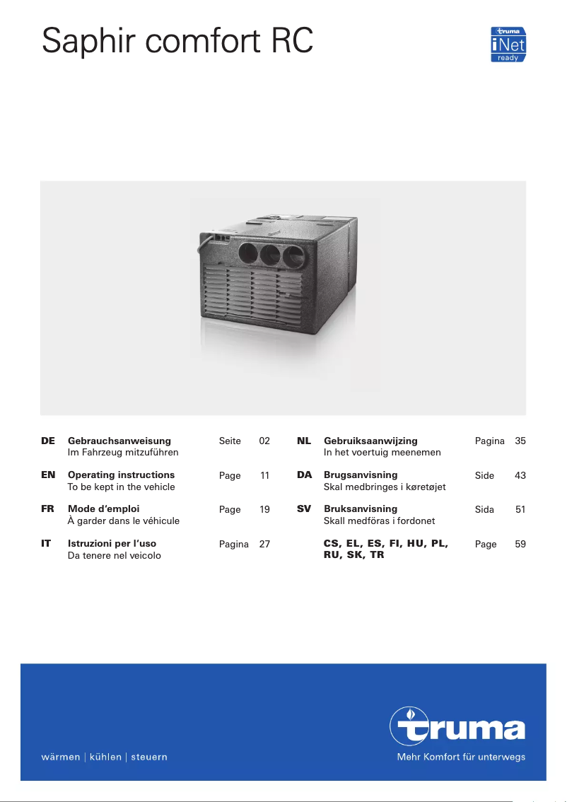 Página 1 del manual Manual de usuario Truma Saphir comfort RC