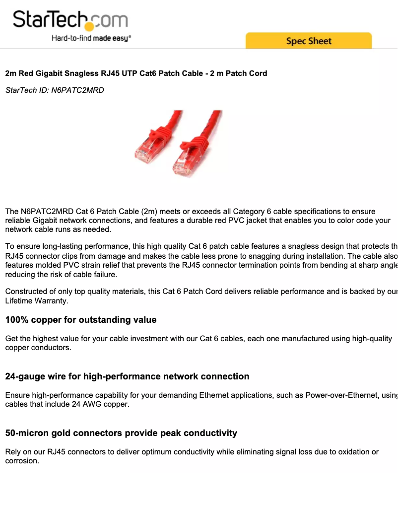 Página 1 del manual Manual de usuario StarTech.com N6PATC2MRD