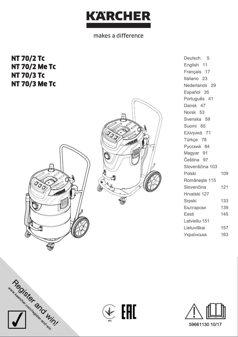 Página 1 del manual Manual de usuario Kärcher NT 70/3 Me Tc